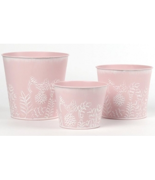 Набор декоративных кашпо D17,5XH16CM BD13CM; D15XH13,5CM BD12CM; D13,5XH10,5CM BD10CM, 3 шт., св.розовый