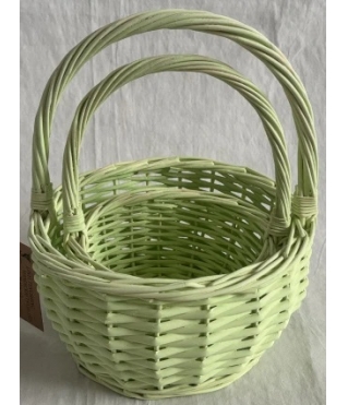 Набор корзин плетеных (ива), 19*19*10*24 см, 15*15*8*20 см, 2 шт., св.зеленый