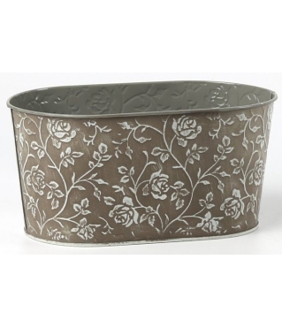 Декоративное овальное кашпо 22.5X13.5XH11.5CM 20X11СМ, темно-бежевый, металл