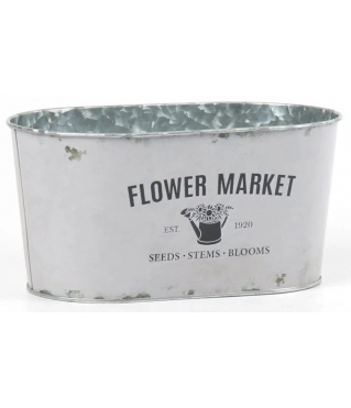 Декоративное овальное кашпо "Цветочный рынок" 22.5X13.7XH11.3 см. слоновая кость, металл