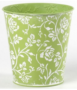 Декоративное кашпо D14XH14,5/B10СМ, св.зеленый, металл